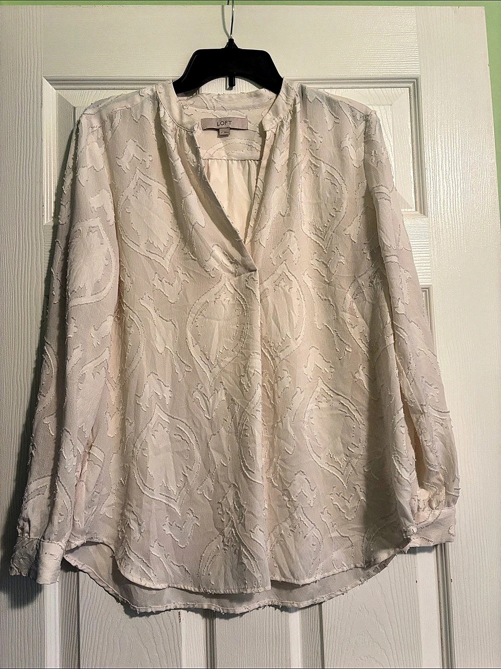 LOFT Paisley Blouse in White Size Medium